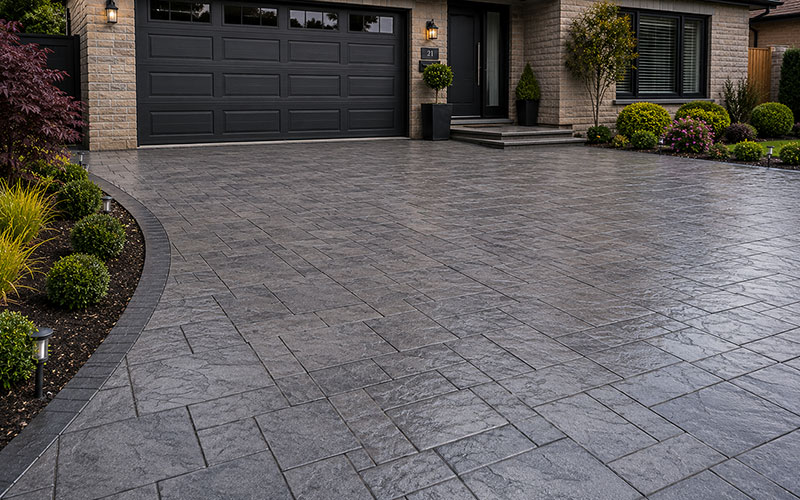 Pattern imprinted driveway